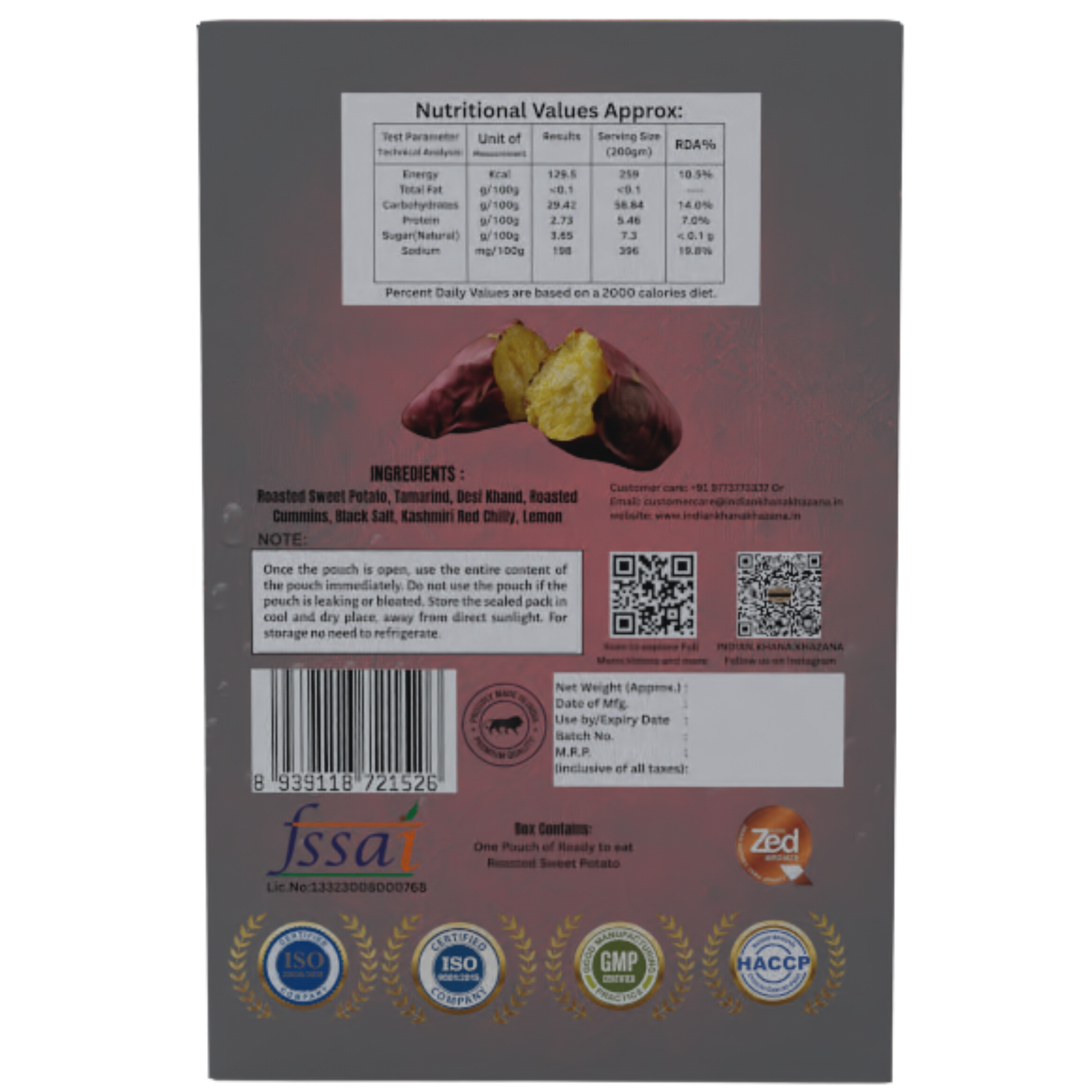 Sweet Potato Chaat Roasted 200gms X2=400gms - Image 3